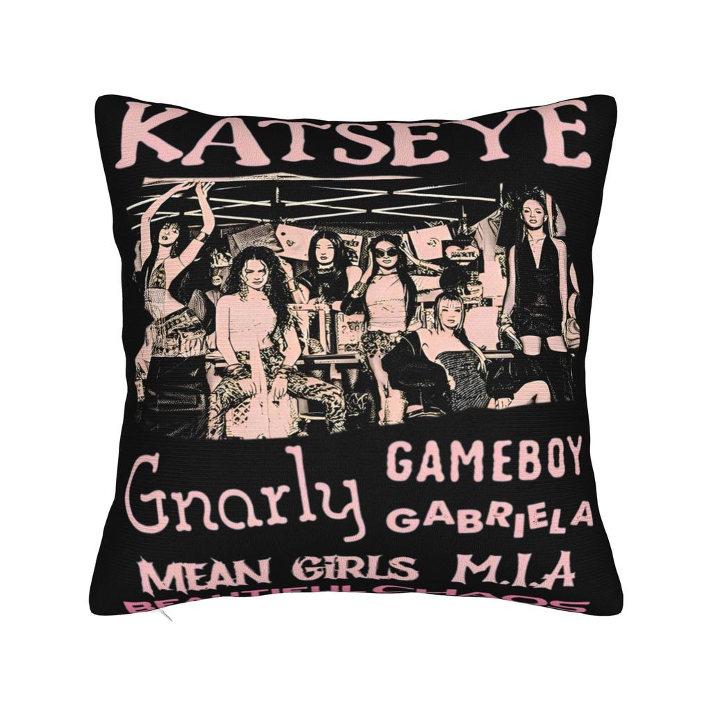 Kpop Katseye Federa per Cuscino Musicale Poliestere Copricuscino Regalo Federa per Cuscino Auto Cerniera 45*45cm