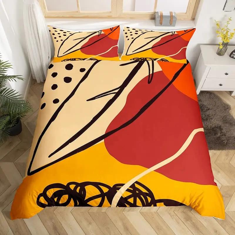 

Abstract Woman Face King Ful Beding Set Modern Boho Soft Duvet Cover Minimalist Art Aesthetic Comfortable Quilt Cover Polyester Warm Comforter Cover 120*200cm Single