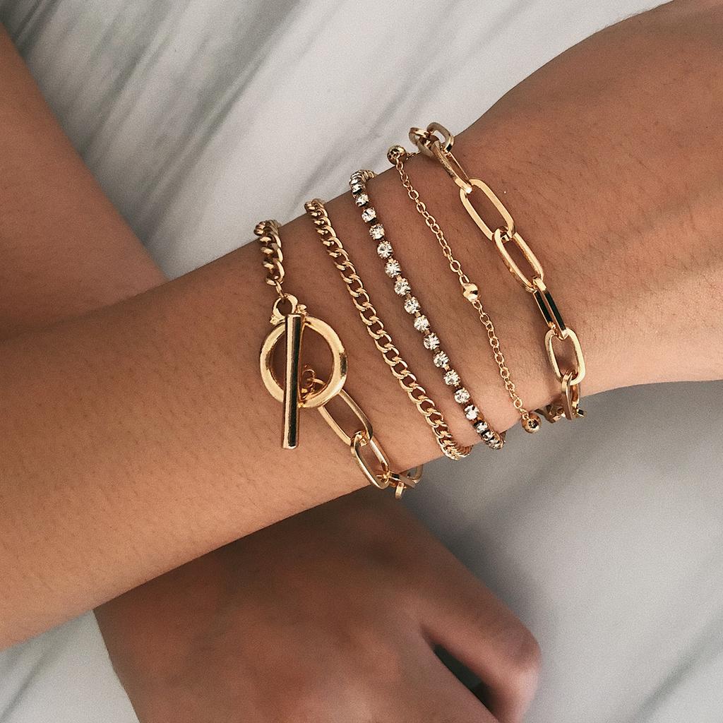 Layered Shiny Rhinestones Bracelets Set for Women Trendy Charms Hand Chains 2026 Fashion Jewelry Accessories On Hand Girls Gifts