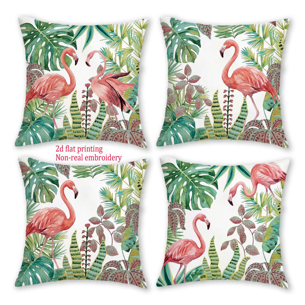 1/4pcs Tropical Flamingo Palm Leaf Watercolor Throw Pillow Covers Decorative Jungle Botanical Cushion Cases for Home