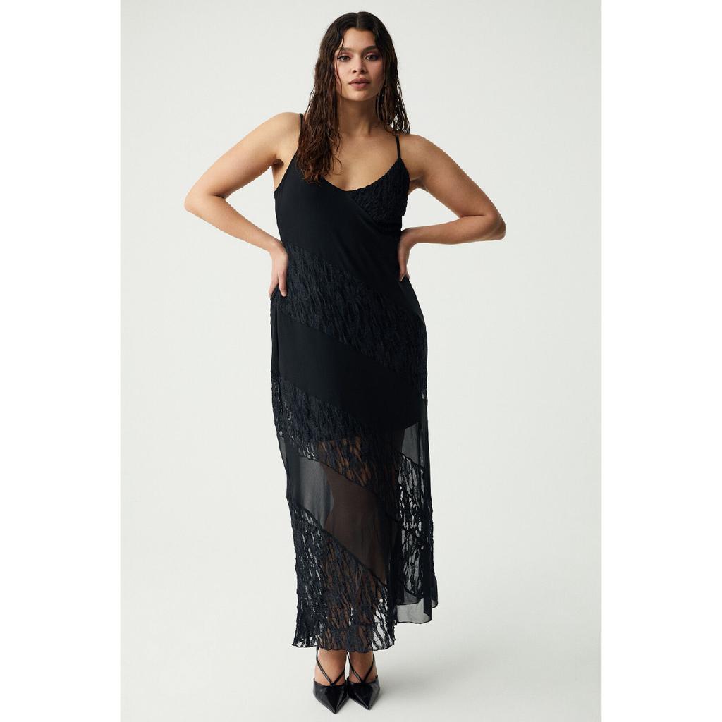 Larsbb Female Tulle And Lace Fabric Up To Half The Lining Adjustable Strap Black Large Size Dress