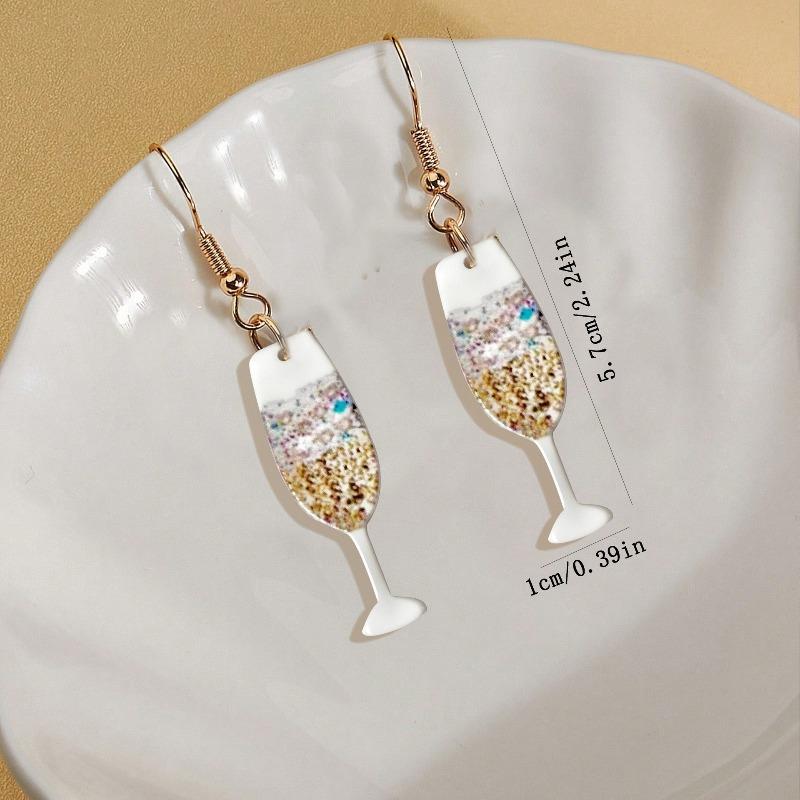 For beach wine glasses, earrings, earrings, acrylic material, single-sided printing, vacation travel, seaside beer carnival