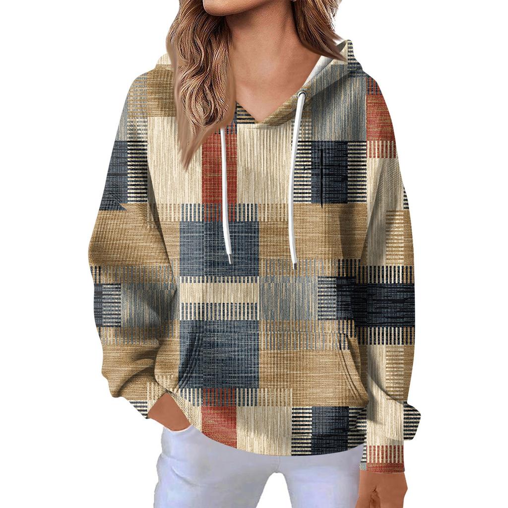 Women's Fashion Casual Long Sleeve Solid Color Hooded Sweatshirt Tops