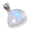 Natural Rainbow Moonstone Gemstone 925 Solid Sterling Silver Pendant 1.30" D2f66