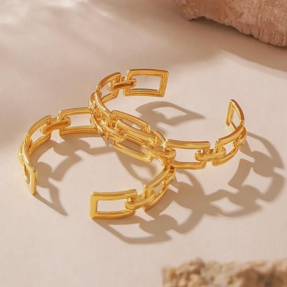 18k Gold-Plated Geometric Hollow Chain Bracelet