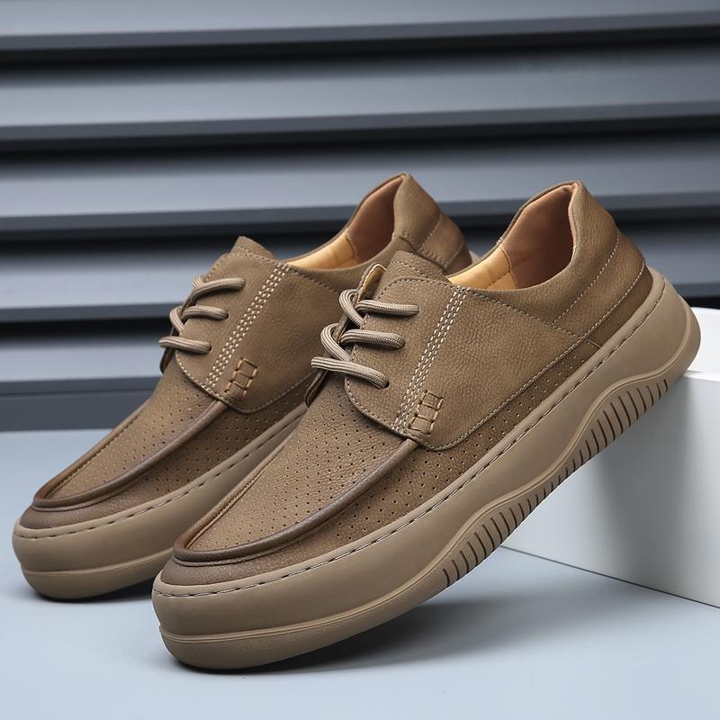 

Модные мужские спортивные туфли на шнуровке Модная повседневная обувь для отдыха на открытом воздухе Мужская обувь на плоской подошве Удобная мужская обувь для бега из натуральной кожи 10 хаки