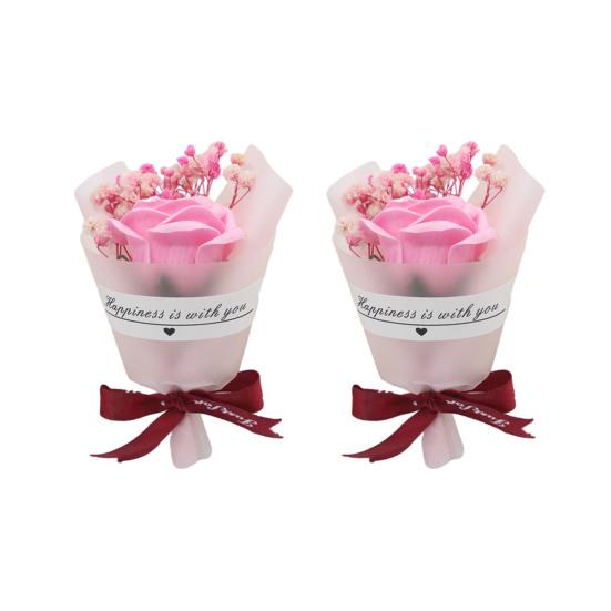 2 st Minitorkade Blomsterbuketter Konstgjorda Rosor Naturlig Brudslöja Blomsterbukett för Fotorekvisita DIY-Hantverk Hem Bröllopsfest Dekoration