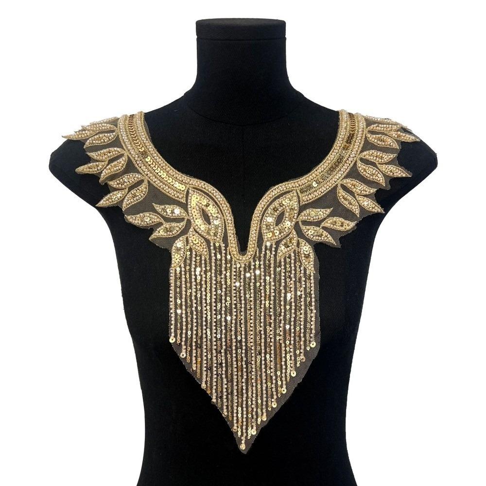 

Handmade Applique Patches Luxury Clothing Applique Fashion Beads Applique Apparel Accessories золотой