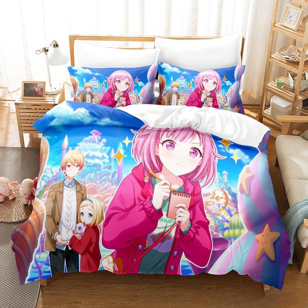 

New Wonderlands X Showtime Bedding Set Single Twin Full Queen King Size Bed Set Adult Kid Bedroom Duvet Cover Sets Anime Girls EU single(135x200cm)