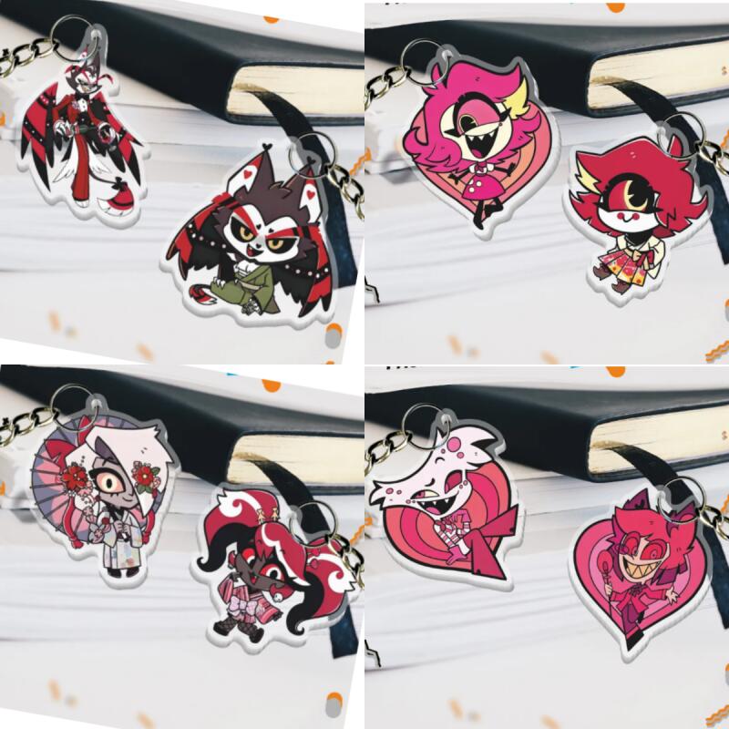 Acryl Schlüsselanhänger für Hazbin Hotel Alastor Vaggie Husk Angel Dust Niffty Anime Anhänger Kreativer Acryl Rucksack Anhänger