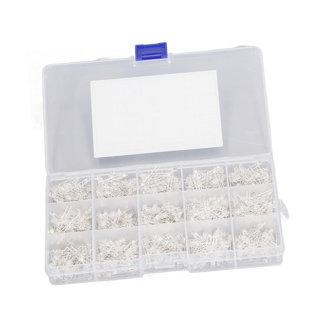 750 Peças Diodo Emissor de Luz LED Transparente 3mm Vermelho Amarelo Azul Verde Branco Diodos Emissores de Luz LED com Caixa de Armazenamento