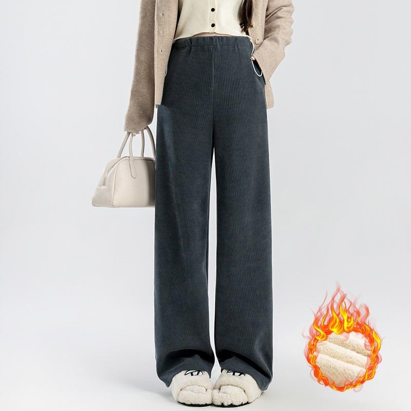#-3 New maternity wide-leg pants drawstring arctic velvet straight-leg pants loose casual trousers for outer wear