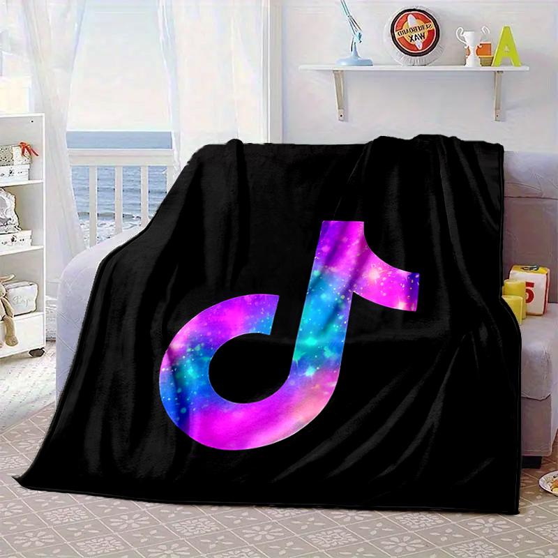 Neon music note Blanket Flannel Blanket for bed, sofa, Camping, Hiking, Picnic Essentials, gift for family Fan gifts