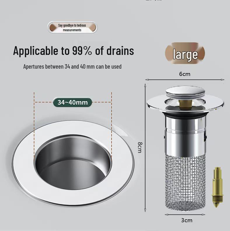 Pop-Up Sink Stopper & Filter: Odor-Proof, Anti-Clog Basin Accessory