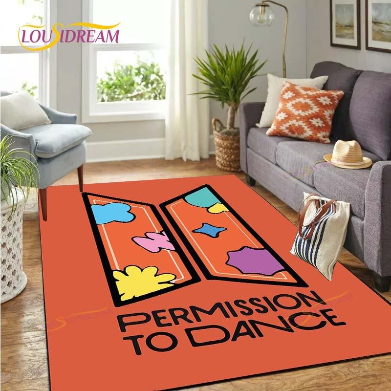 Alfombra de Área Más Nueva de Kpop Bangtan Boys BTS Alfombrilla de Piso para Juegos Infantiles Alfombra Decorativa Más Nueva con Patrón 3D para Sala de Estar