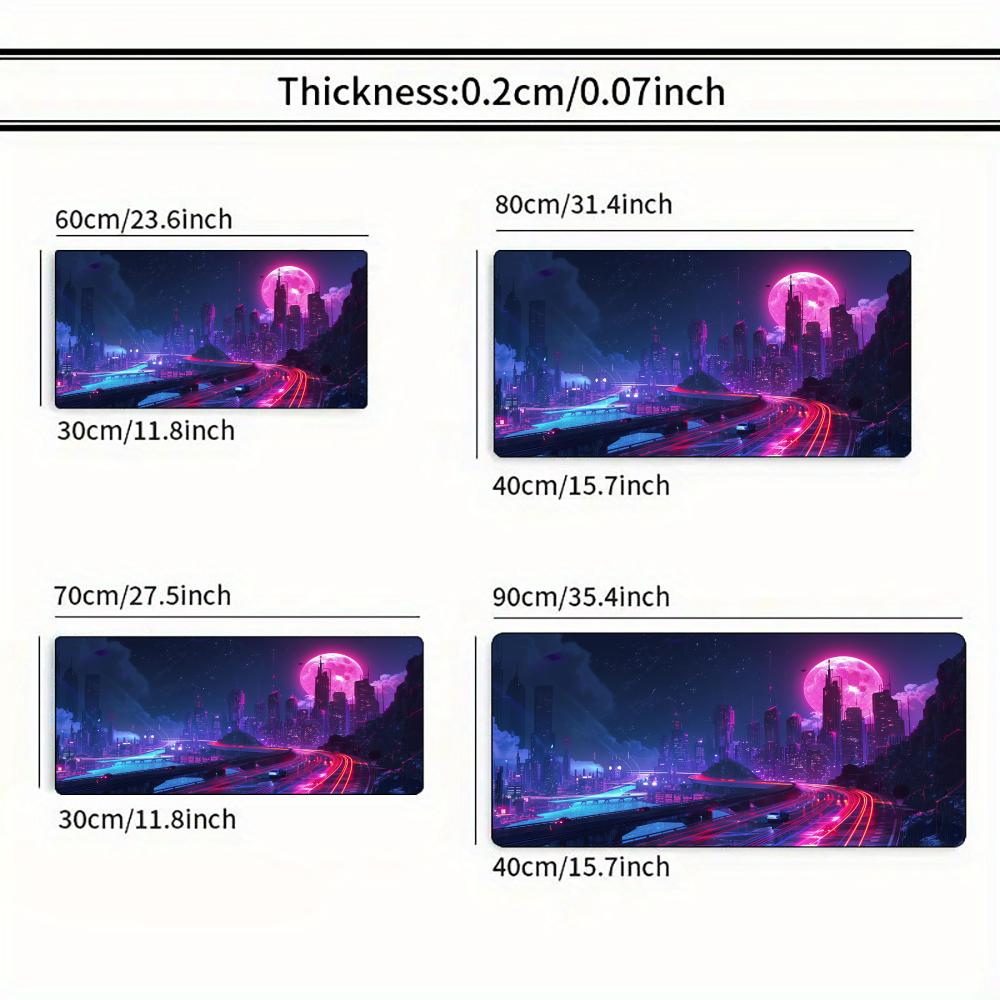 Neon City Night View Mouse Pad Large Computer Office Game Table Mat Xxl Rubber Antislip Stitched Keyboard Mats Long Desk Pads
