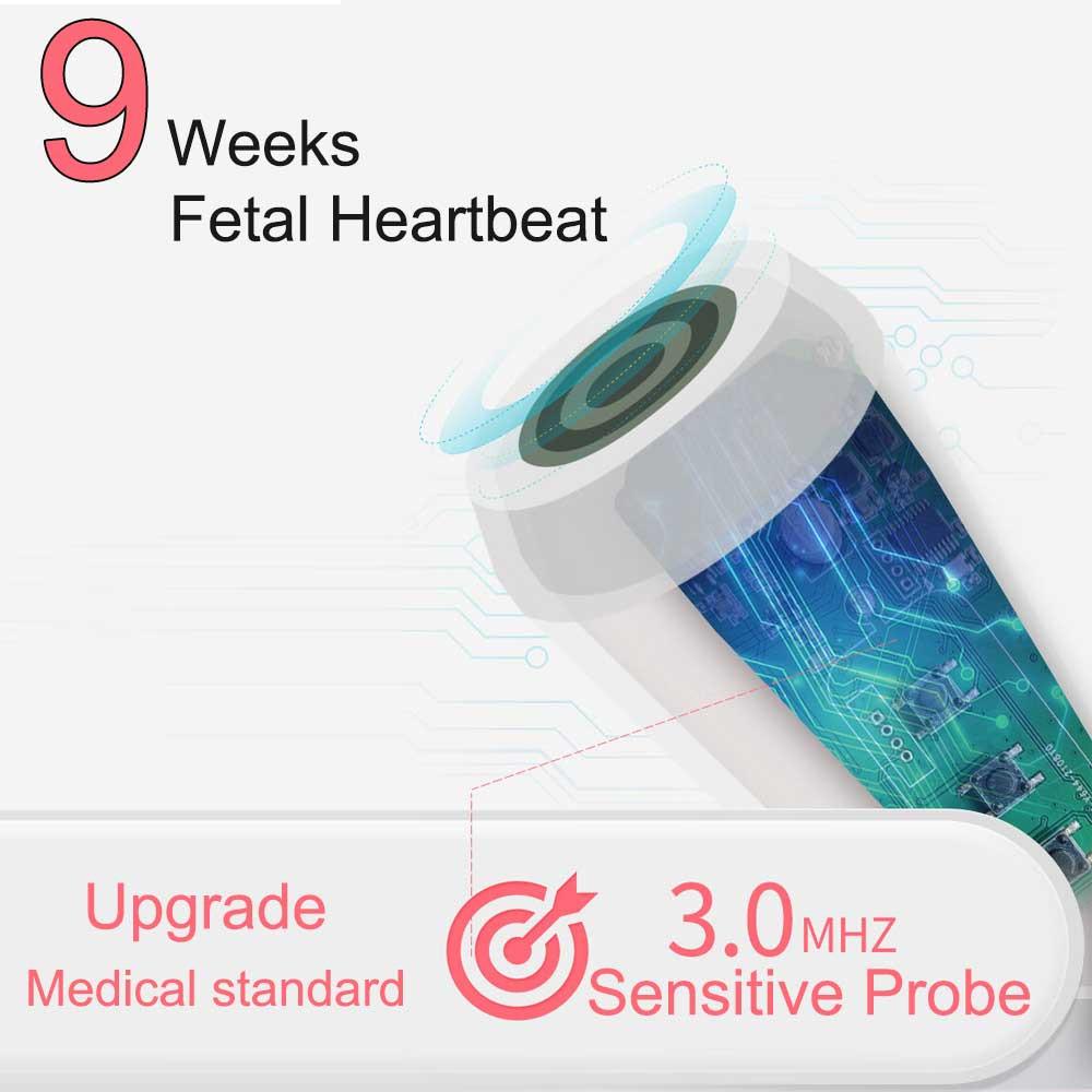 3.0Mhz Ultrasound Fetal Doppler Heart Monitor Prenatal Baby Heartbeat Monitor LED Display Stethoscope