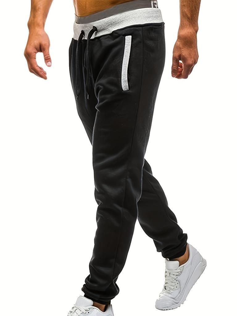 Casual Fleece Men's Pants Youth Stretch Loose-fitting Long Pants with Color Matching