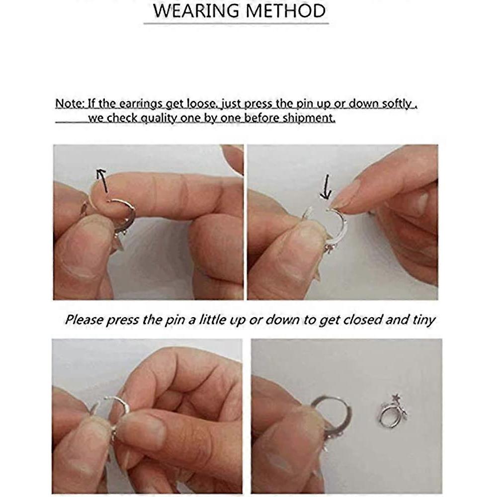 Star Cubic Zirconia Huggie Hoop Earrings for Women Teen Girls Sterling Silver Constellation Cartilage Cute Charms CZ Sleeper Small Hoop Dainty Stars E