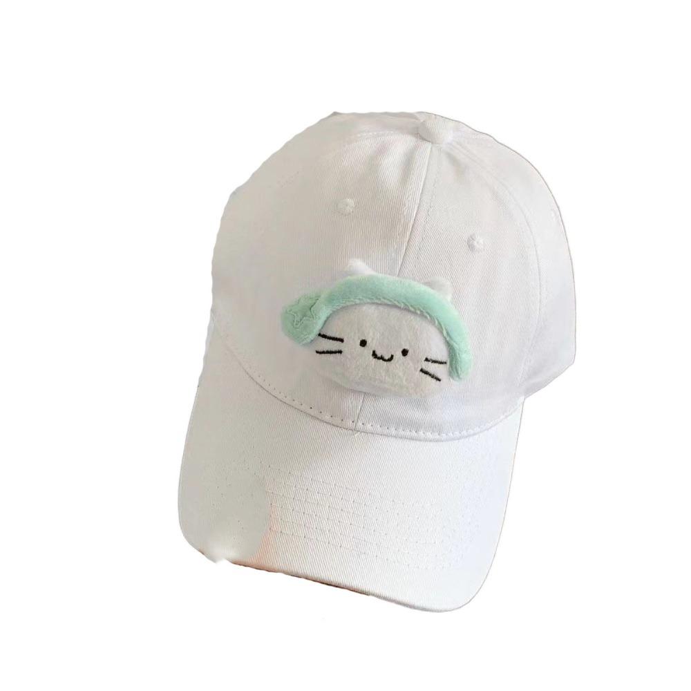 Korean Style Plush Doll Baseball Cap Solid Color Peaked Cap Fashion Earphone Cat Sun Hat  Men