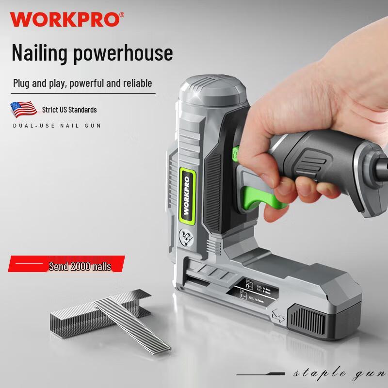 

Електричний цвяхозабивач та степлер WORKPRO, штекер CN (адаптер в комплекті)