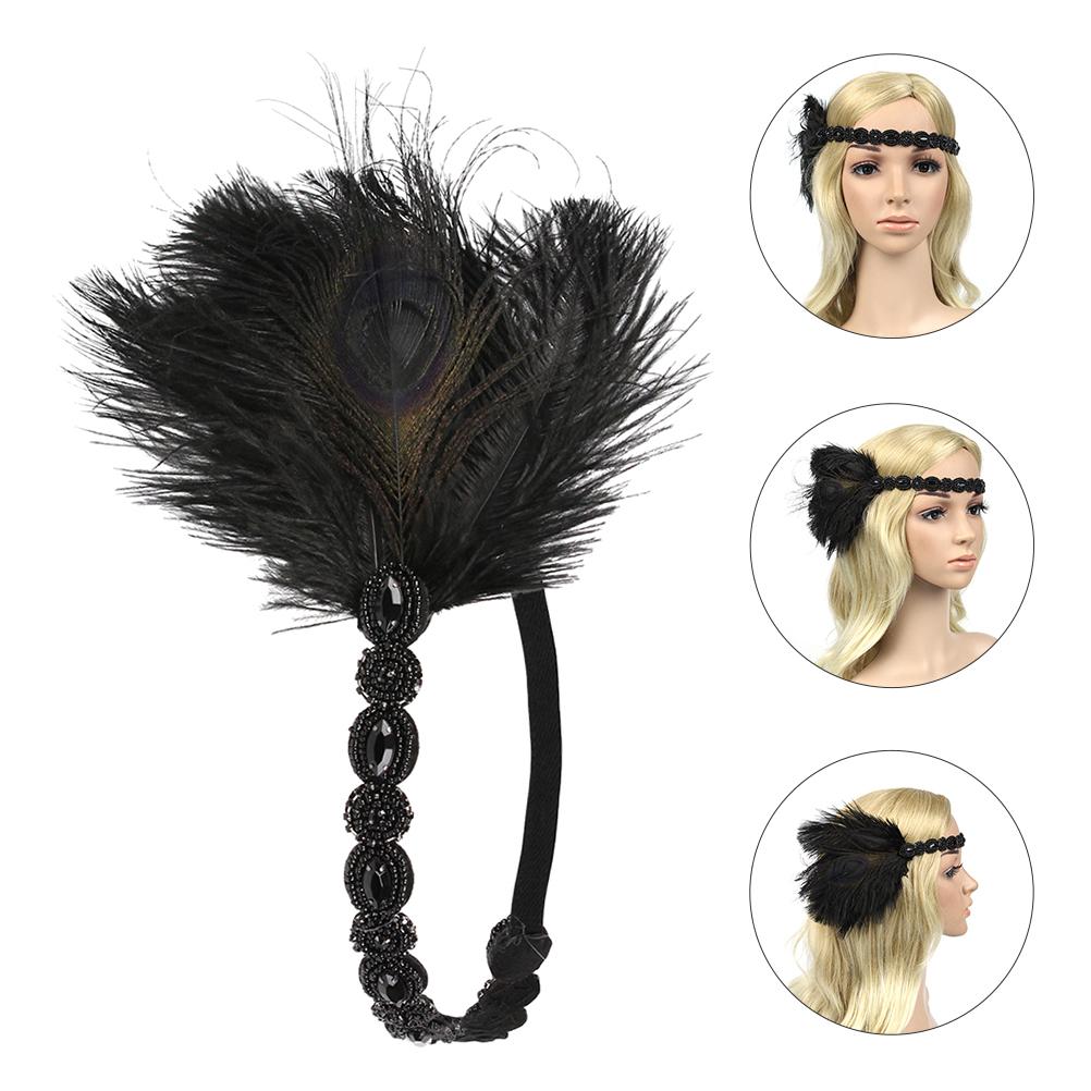 Pfau Stirnband Party Decor Fascinator Haar Zubehör Braut Kopfbedeckung Dekoration Ornament Schwarz Schallwand Kopfstück