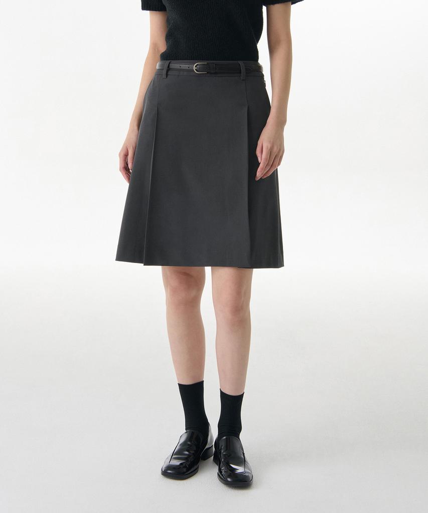 Musinsa Standard Woman Women'S Panel Slit Knee Length Skirt [Gray]