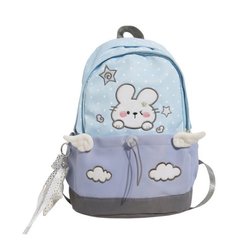 Schoolbag cute bunny contrasting color backpack primary school girl light large capacity school bag high value versatile backpack