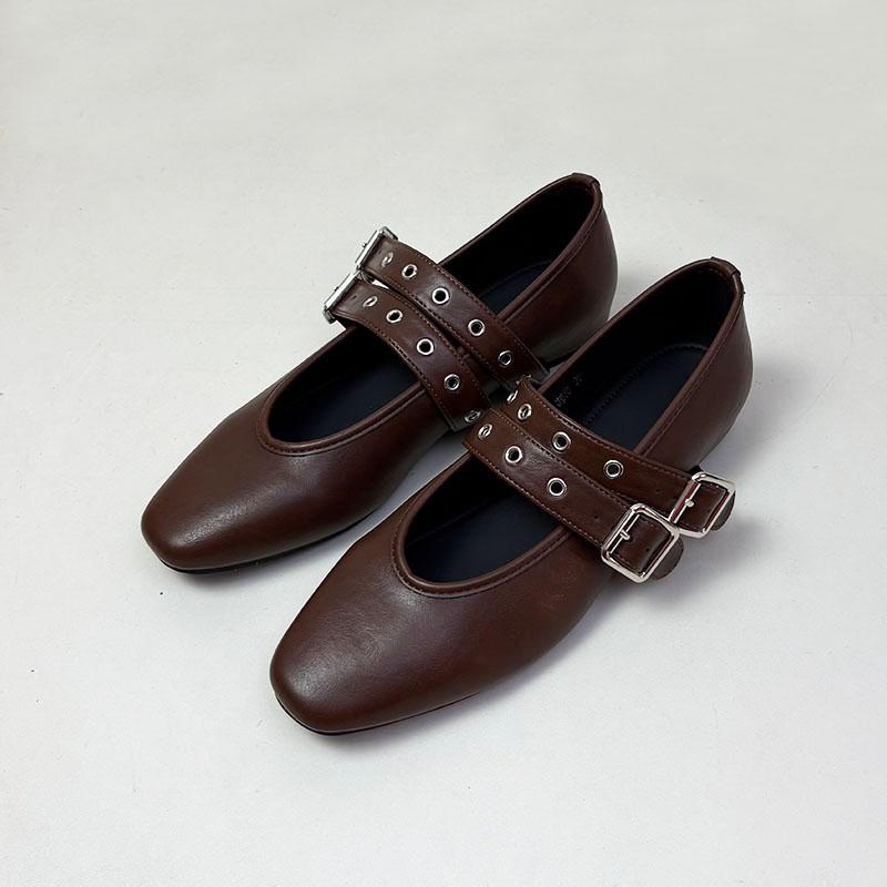 Fashion Fashion Buckle Strap Ladies Mary Janes Flats Shoes Female Shallow Women Ballet Flats Shoes With Height Increasing Footwear