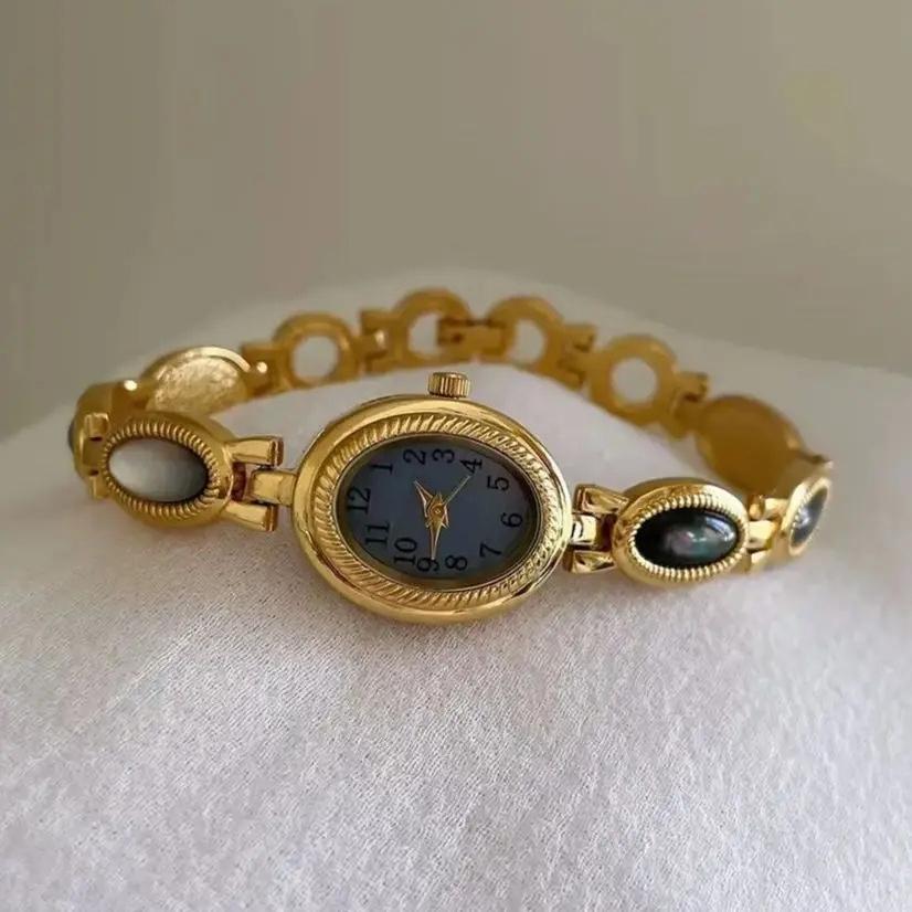 Vintage Watch Oval Quartz Waterproof Watches Women's Bracelet Wristwatch