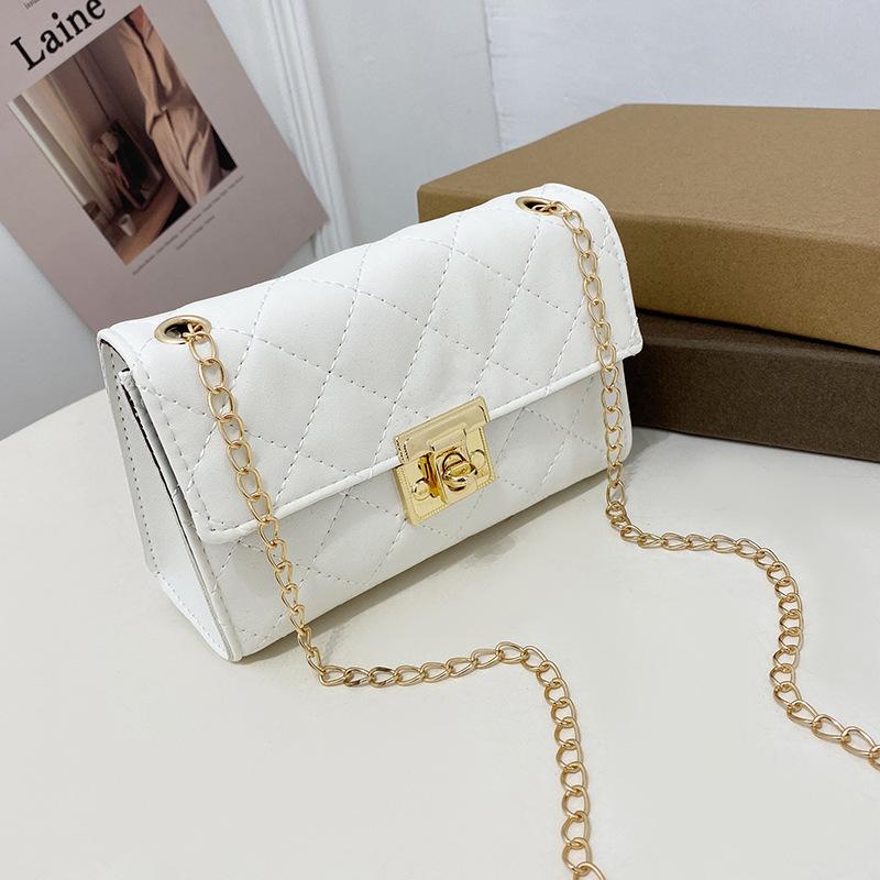 Embroidered lock small square bag lis women's shoulder bag women's diamond chain bag