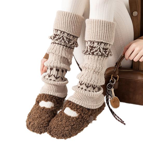 

Вязаные гетры женские ретро богемные гетры зимние чехлы для обуви манжеты для сапог для вечеринок свиданий уличной одежды хаки