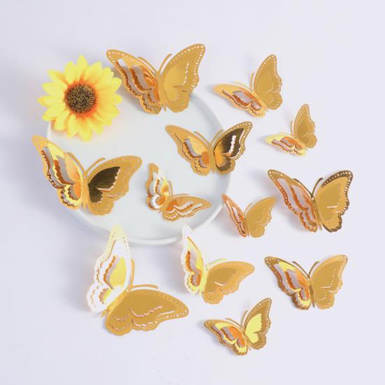 12 Pcs 3D Butterfly Wall Sticker Hollow Butterfly Removable Wall Mural Art for DIY Crafts Birthday Party Celebration