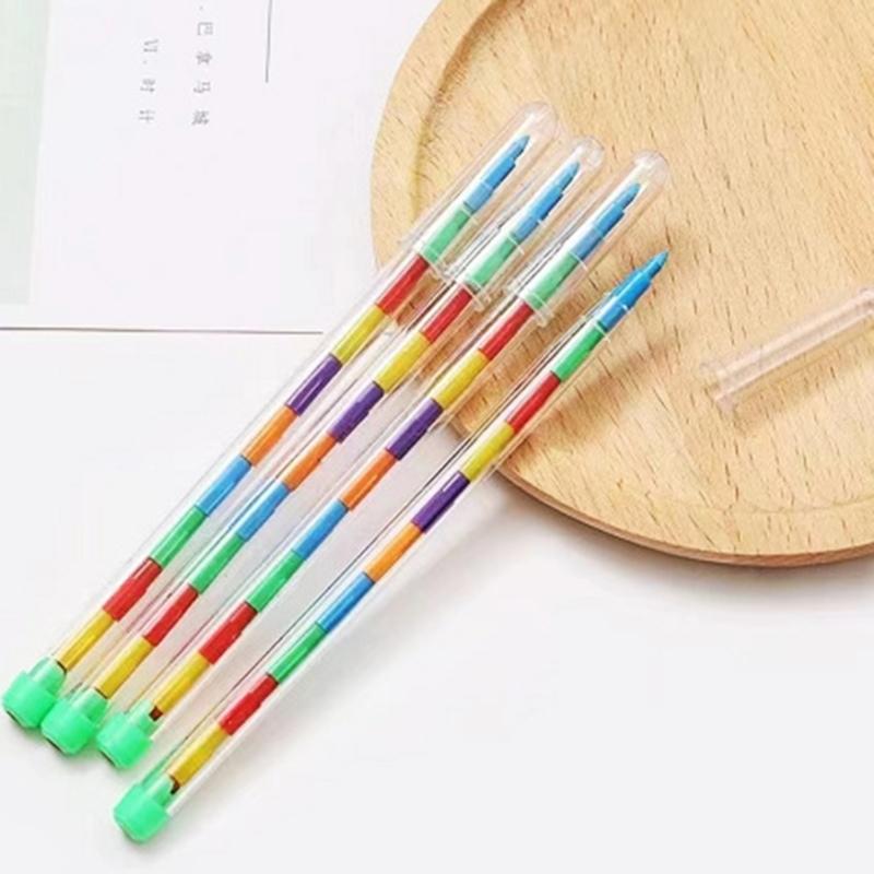 10/24Pcs Building Blocks Kid Crayons Stackable Crayons Kids Detachable Crayons