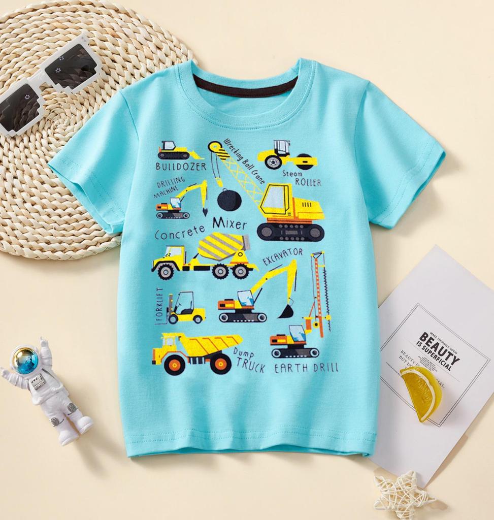 2024 Ocean Shark Boys' Cartoon Round Neck T-Shirt, Short Sleeve, Summer Collection