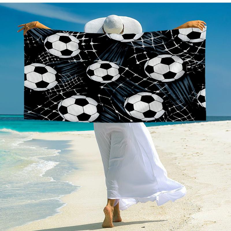 Ultra-Soft Beach Towel with Soccer Theme,Ideal for Pool - Camping, Diving - Perfect Travel Essential, Vibrant Beach Towel.