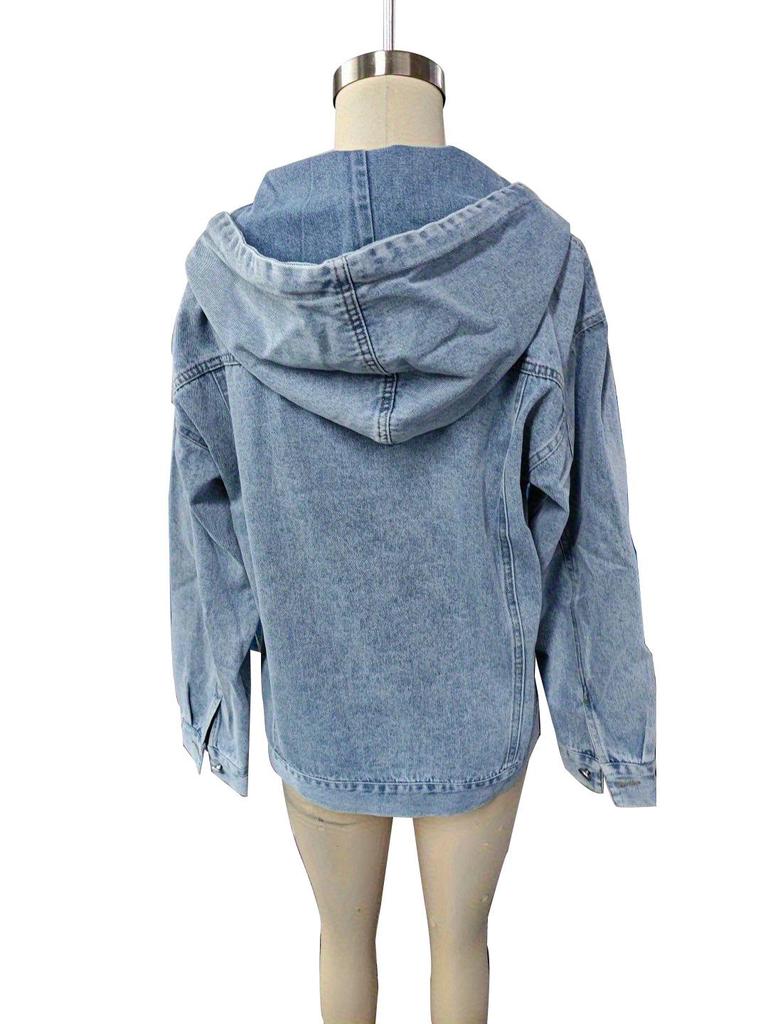 Women's Retro Hooded Denim Jacket - Early Spring Collection