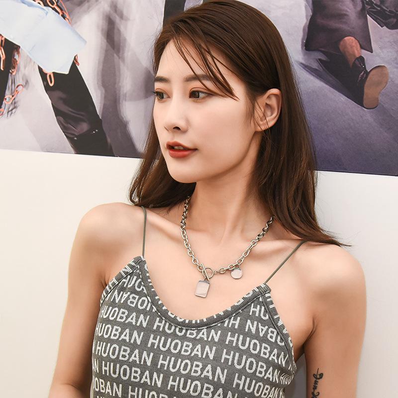 Decorative Titanium Steel Necklace Female Niche Hip Hop Female Tide Letter Versatile Pendant Collarbone Chain Accessory Sweater Chain