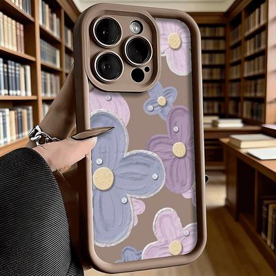 Pastel Purple and Blue Flowers Soft TPU Phone Case for iPhone 17 16 15 14 13 12 11 Pro Max Plus Shockproof Anti-Slip Cover