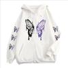 New Purple Butterfly Graphic Zipper Hoodies Women Casual Fashion Trend Coat Autumn Winter Fleece Long Sleeve Zip-up Hoodies