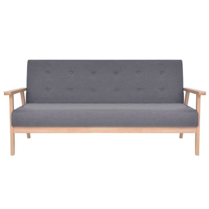 Canapé 3 places - vidaXL - Gris foncé - Tissu polyester - Design contemporain - Confort moelleux