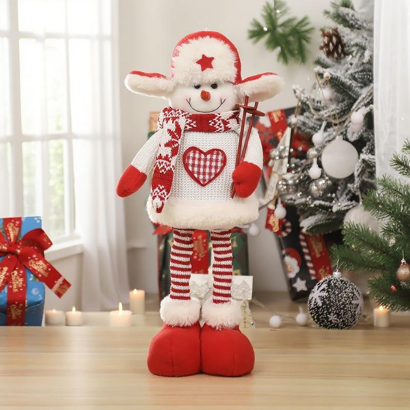 Christmas Cartoon Knitted Stretch Doll Ornament Santa Claus Snowman Elk Stand up Ornament Festival Scene Decoration