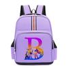 College Style Trend 26 Letter Printing Anime Cartoon Large Capacity Burden Reduction Backpack Casual Student School Bag