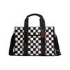 Smith 34 Checkerboard Print Coated Canvas and Smooth Leather Tote Bag Tote Bag Shopping Bag Shoulder Crossbody Handbag Large Size Women's Black