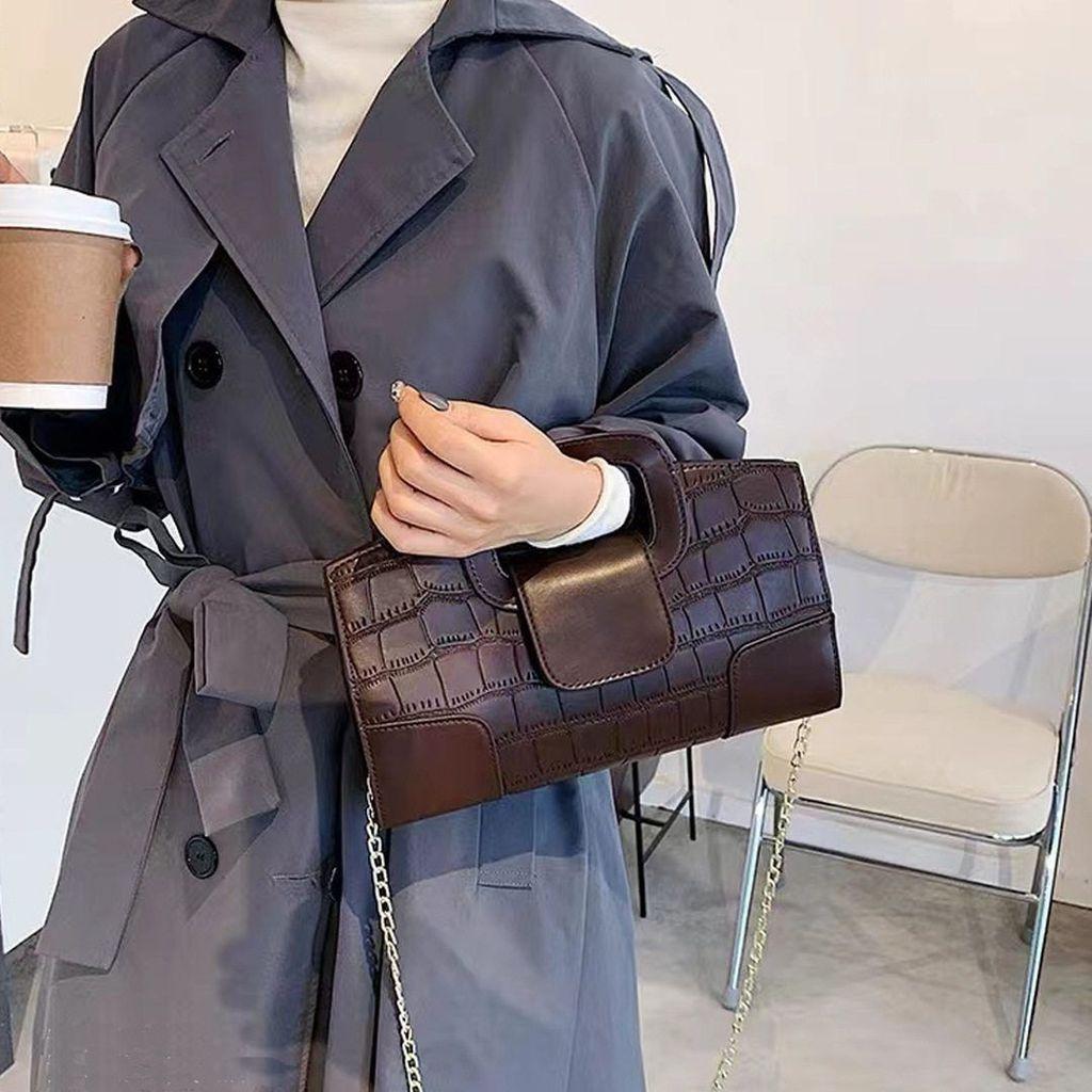 Crocodile Pattern Pu Evening Clutch Bag With Zipper Lock For Ladies