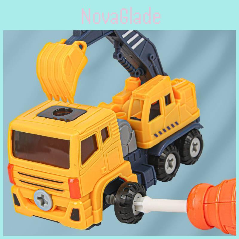 Diy Detachable Engineering Vehicle Toy Set For Boys With Five Colorful Transforming Robots