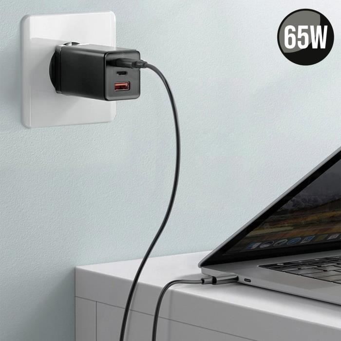 65W Wall Charger GaN 2 Technology Anti-overheating Compact Size Baseus Black Black