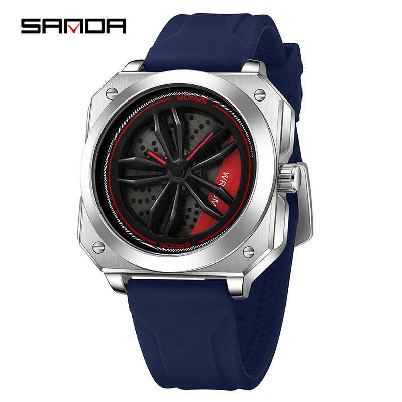 European-Style Men's Sport Quartz Watch with Waterproof Skeleton Design and Versatile Silicone Strap