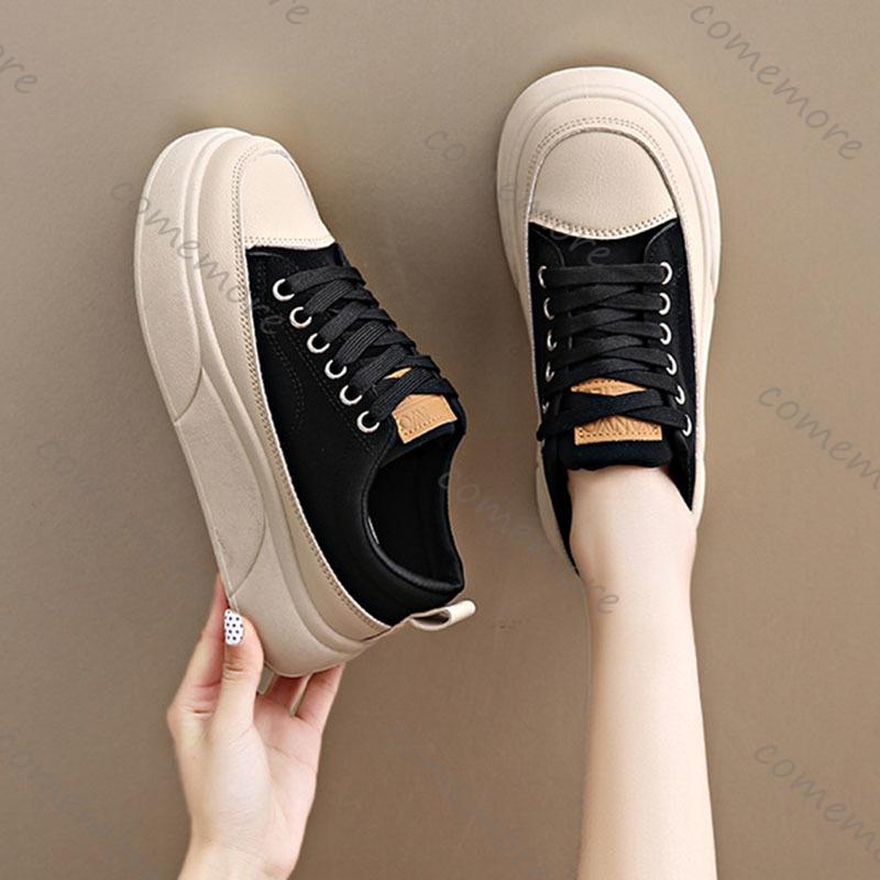 Fashion Comemore 2025 Spring New Thick Bottom Sneakers for Women Casual Flat Heightening Mixed Color Fashion Leisure Sport Women's Shoes
