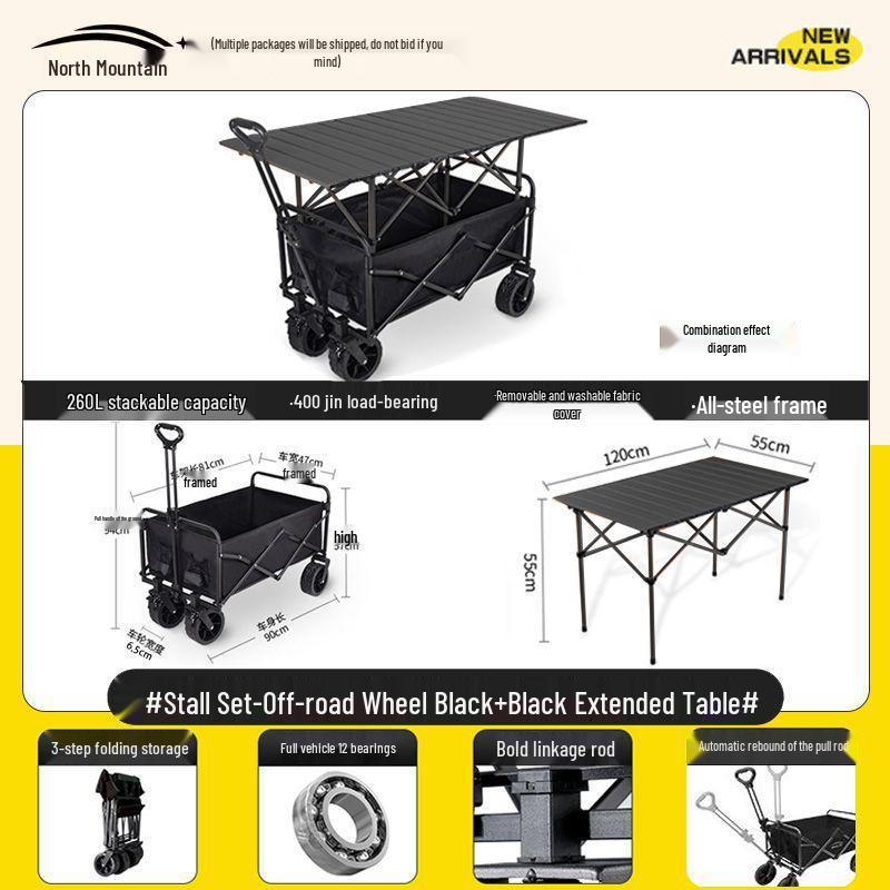 Faltbarer Outdoor-Camping-Handwagen und Picknick-Trolley